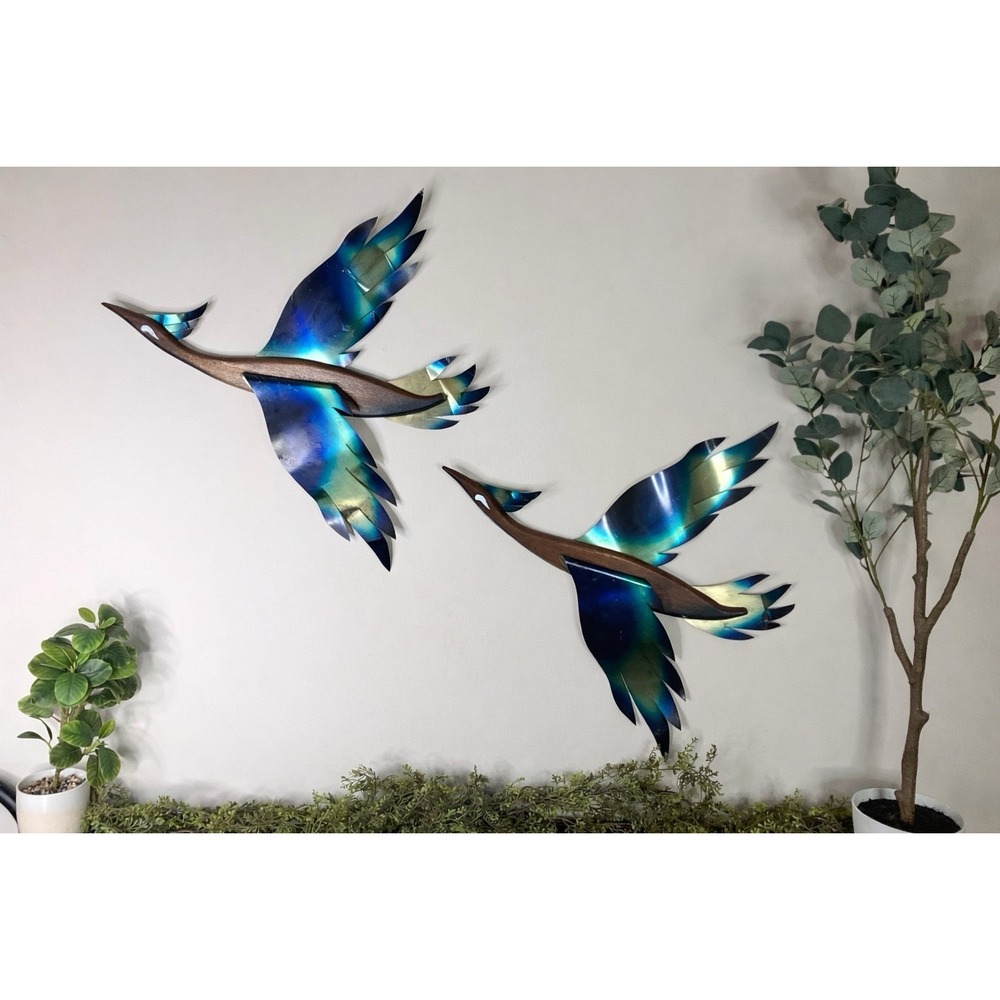Masketeers Wood & Brass Wall Art Vintage MCM Decor Rossini Japan Phoenix Bird